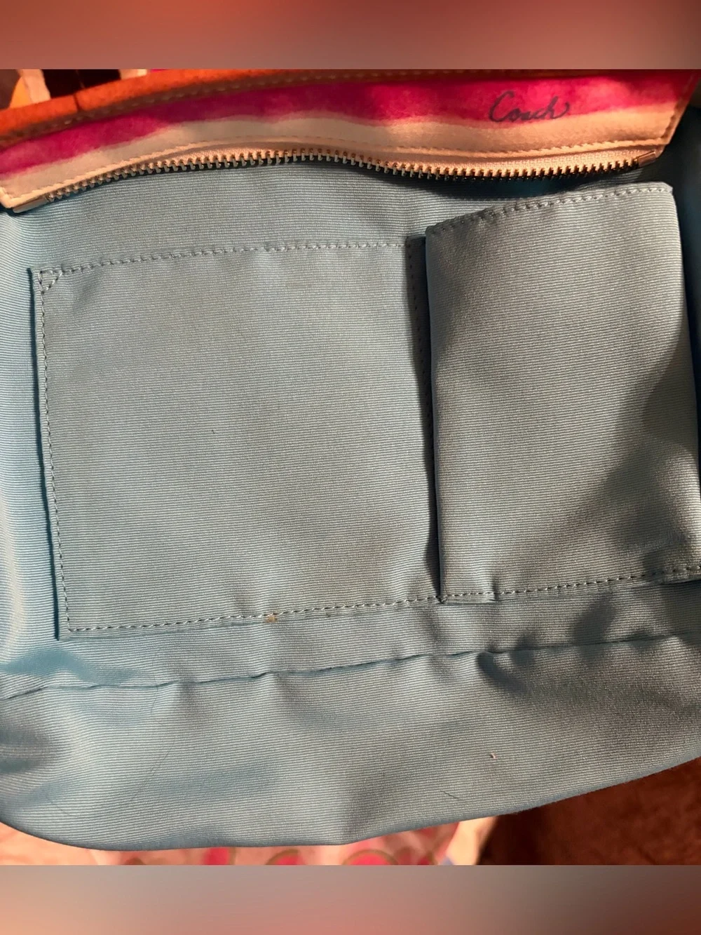 Vintage Coach Hampton Watercolor Striped Canvas Tote Bag